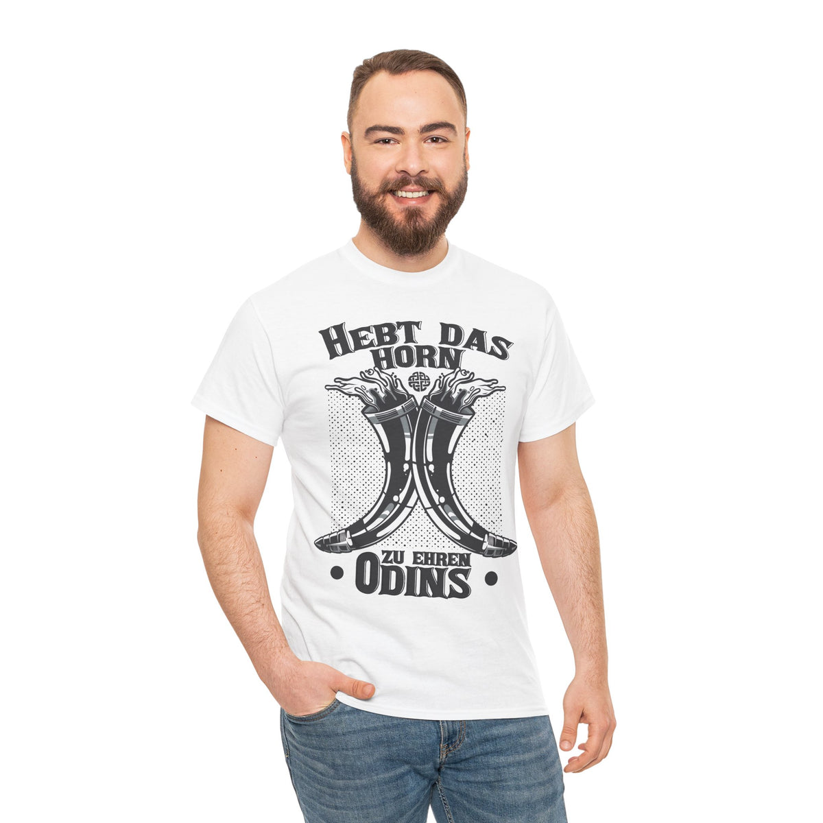 Hebt das Horn zu Ehren Odins T-Shirt Unisex | Viking Met Graphic Shirt
