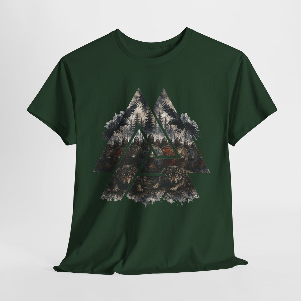 Valknut T-Shirt – Odinsknoten, Schildwall & Wölfe | Wikinger Shirt