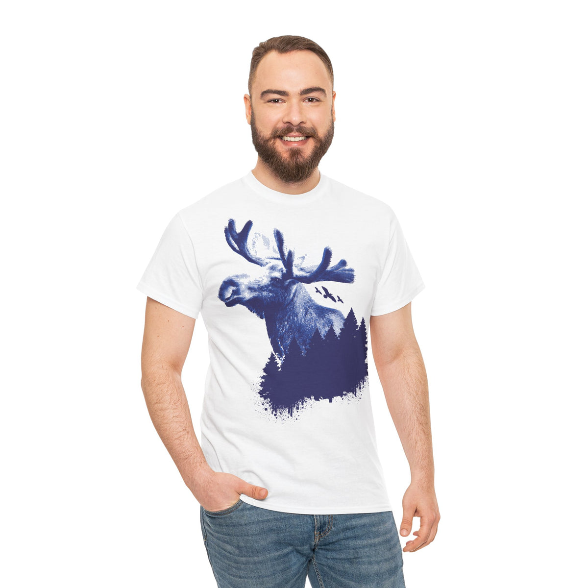 Elch T-Shirt Unisex | König der Wälder Skandinavischer Fichtenwald Graphic Shirt