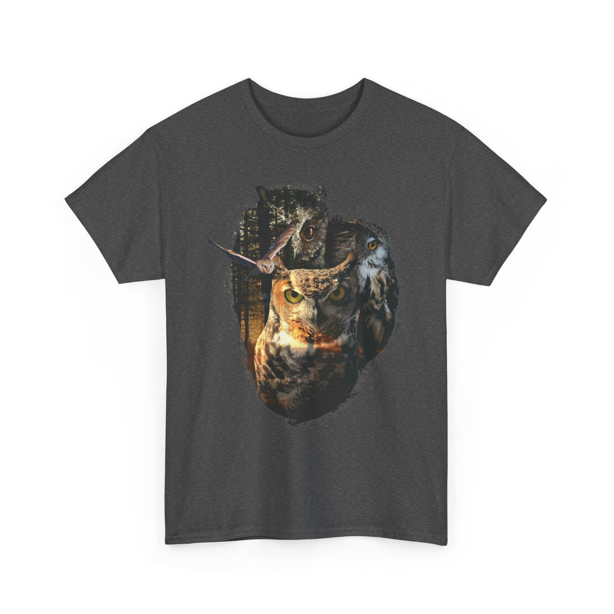 Shadows of the Forest Unisex  T-Shirt – Nordisches Natur-T-Shirt mit Eulen und Wolf Motiv