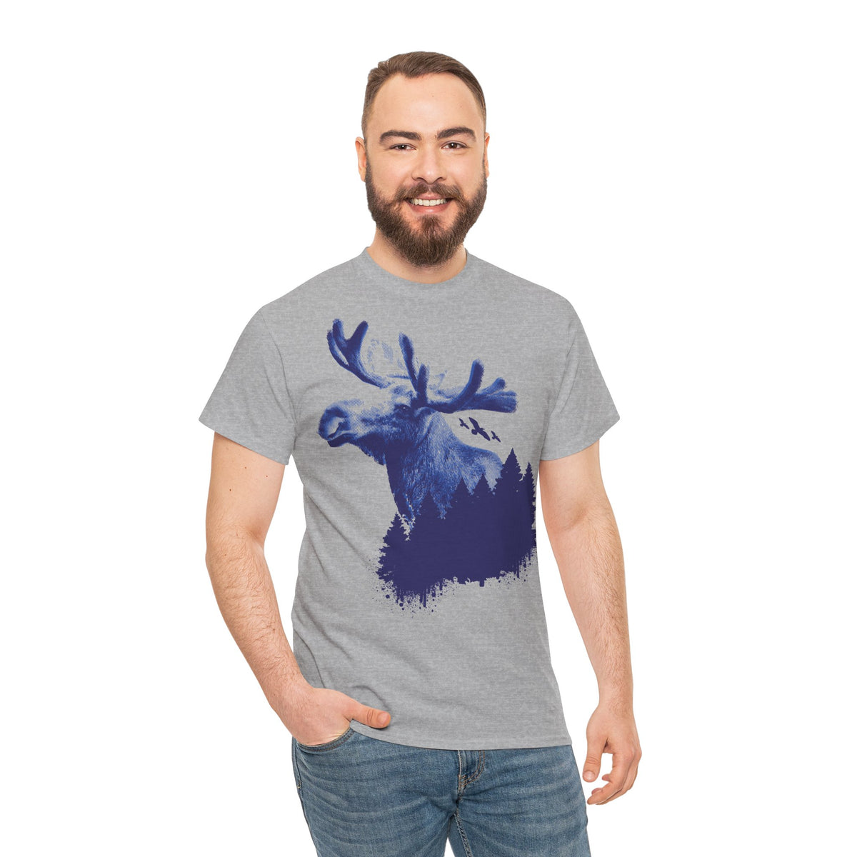 Elch T-Shirt Unisex | König der Wälder Skandinavischer Fichtenwald Graphic Shirt