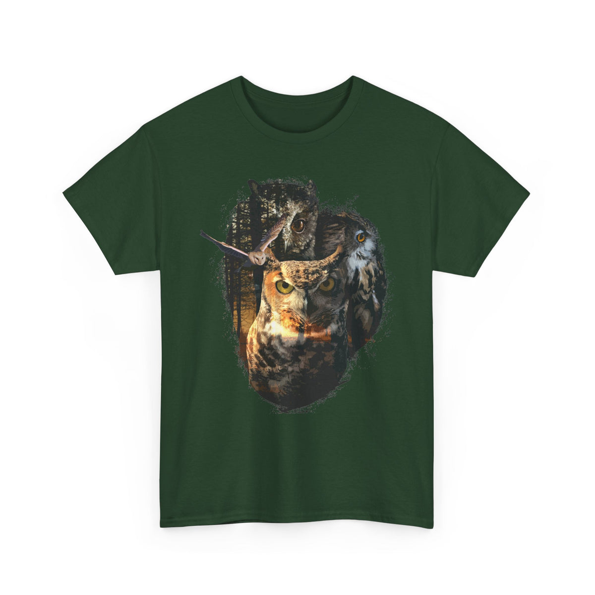 Shadows of the Forest Unisex  T-Shirt – Nordisches Natur-T-Shirt mit Eulen und Wolf Motiv