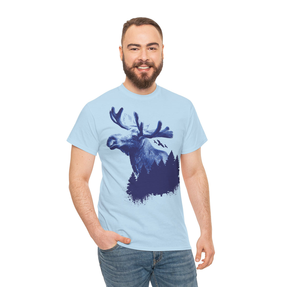 Elch T-Shirt Unisex | König der Wälder Skandinavischer Fichtenwald Graphic Shirt