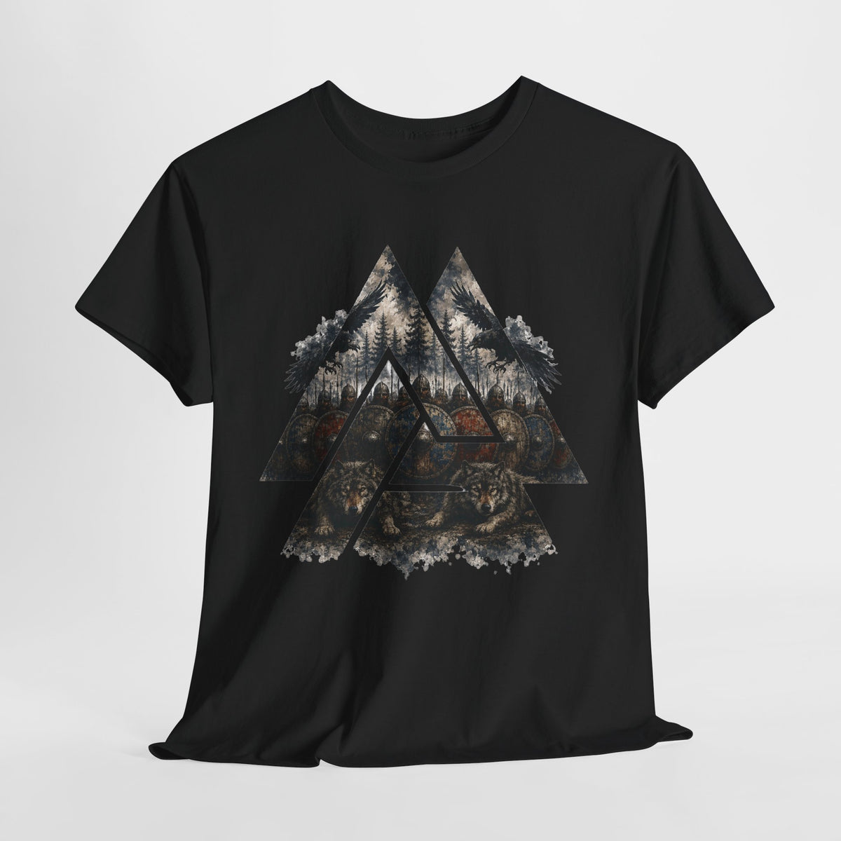 Valknut T-Shirt – Odinsknoten, Schildwall & Wölfe | Wikinger Shirt