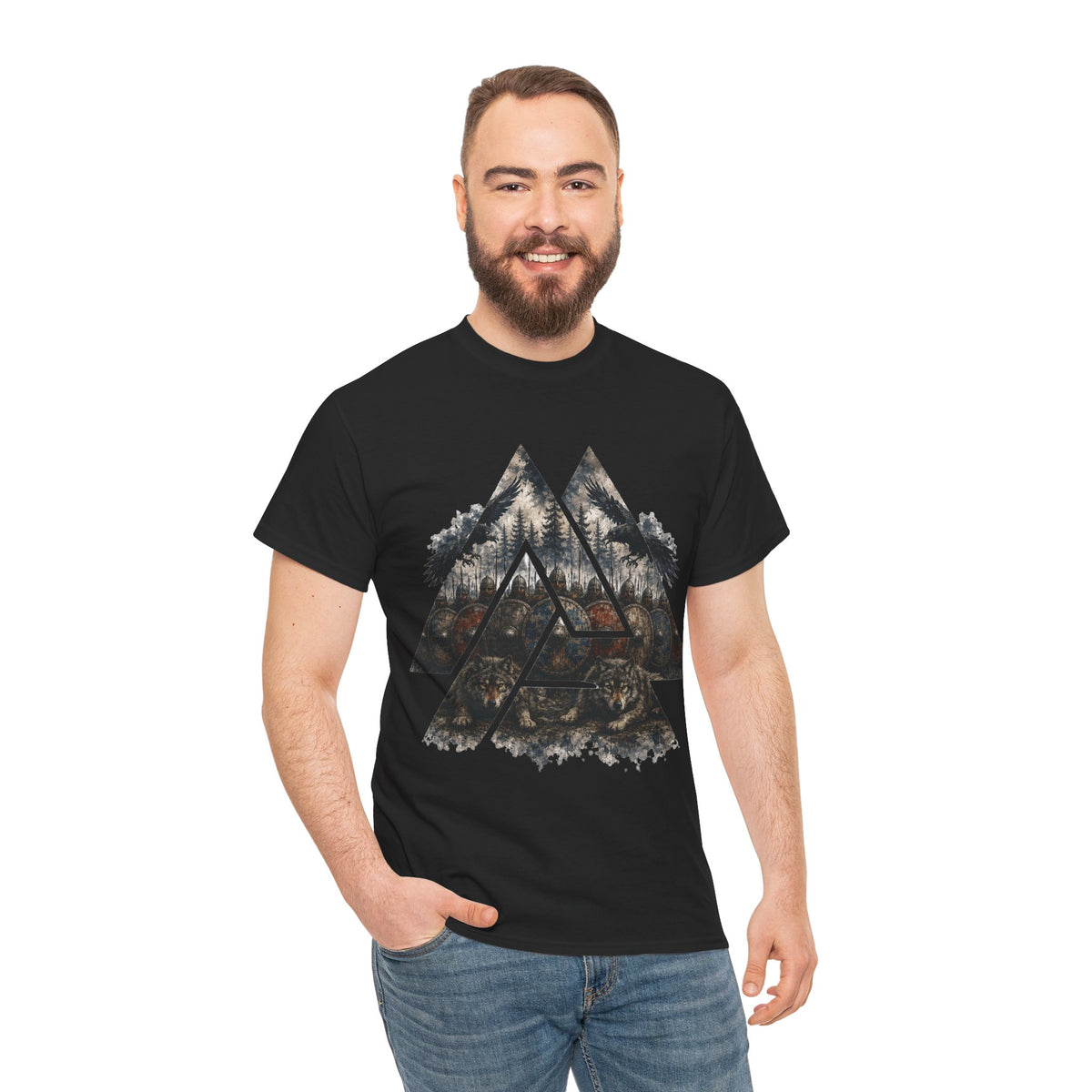 Valknut T-Shirt – Odinsknoten, Schildwall & Wölfe | Wikinger Shirt