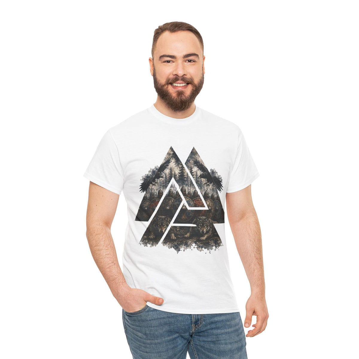 Valknut T-Shirt – Odinsknoten, Schildwall & Wölfe | Wikinger Shirt