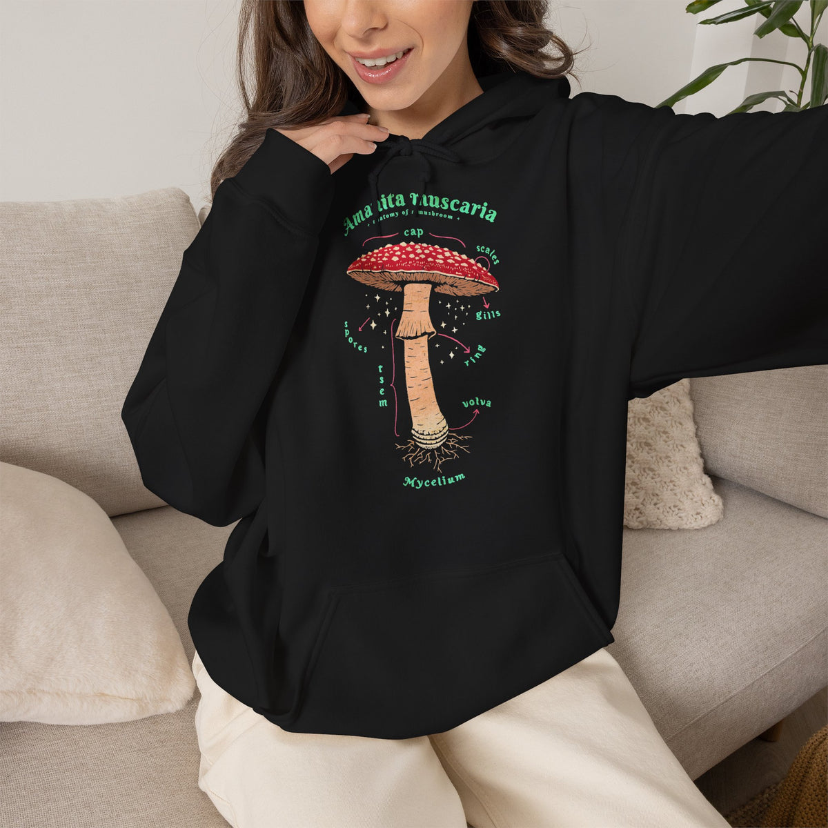 Fliegenpilz Hoodie Unisex | Amanita Muscaria Botanik & Nature Graphic Shirt