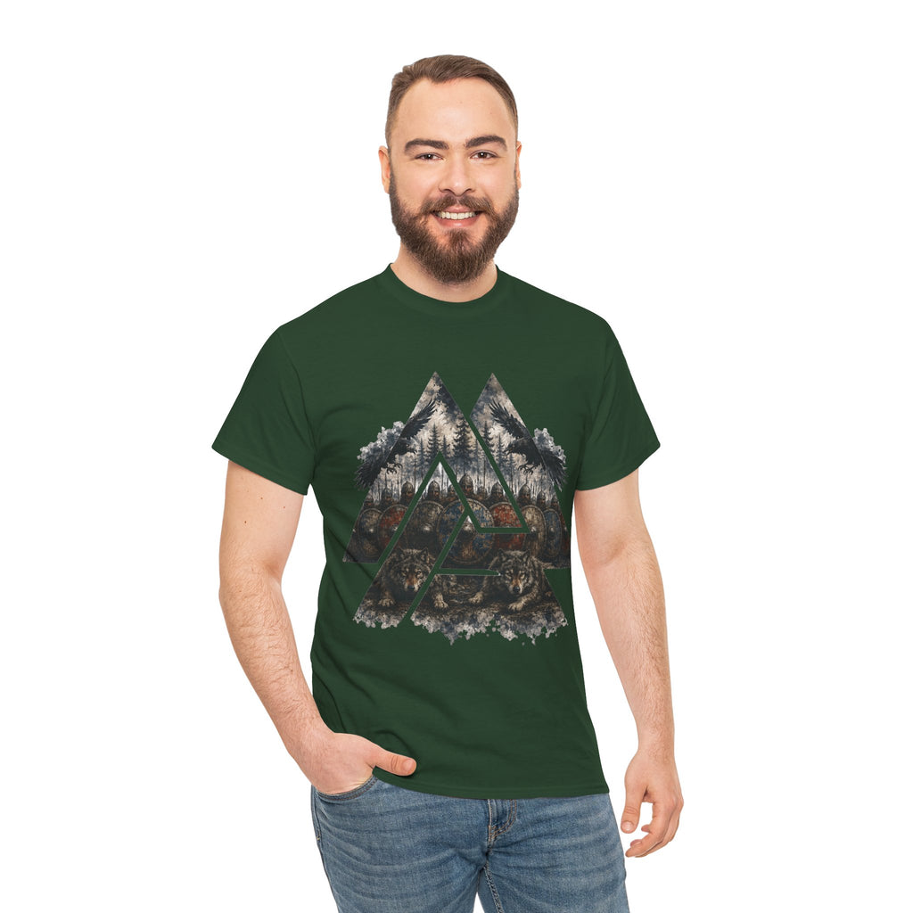 Valknut T-Shirt – Odinsknoten, Schildwall & Wölfe | Wikinger Shirt