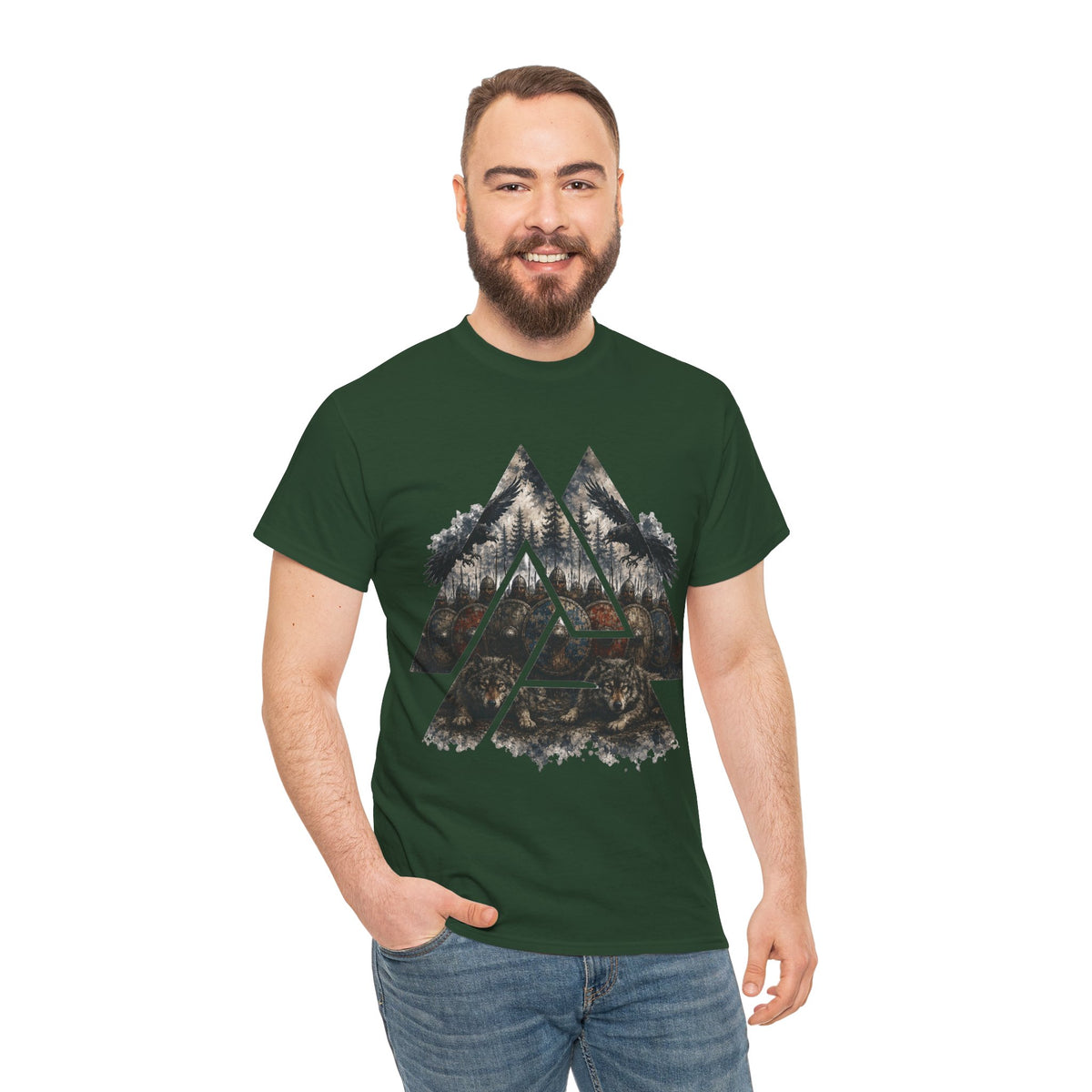 Valknut T-Shirt – Odinsknoten, Schildwall & Wölfe | Wikinger Shirt
