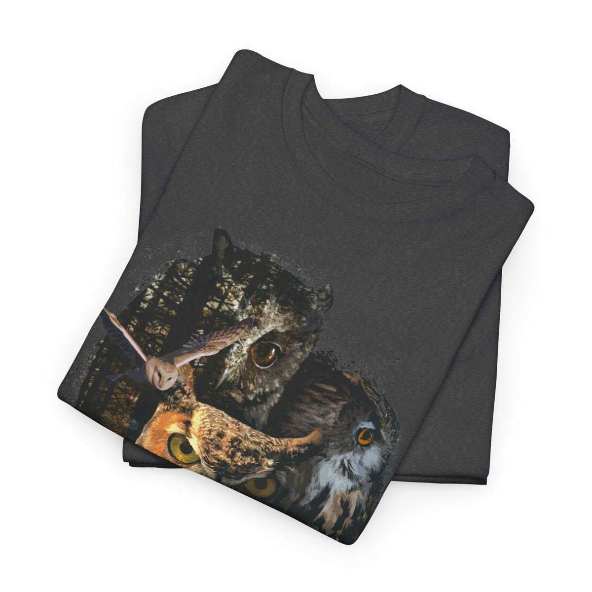 Shadows of the Forest Unisex  T-Shirt – Nordisches Natur-T-Shirt mit Eulen und Wolf Motiv