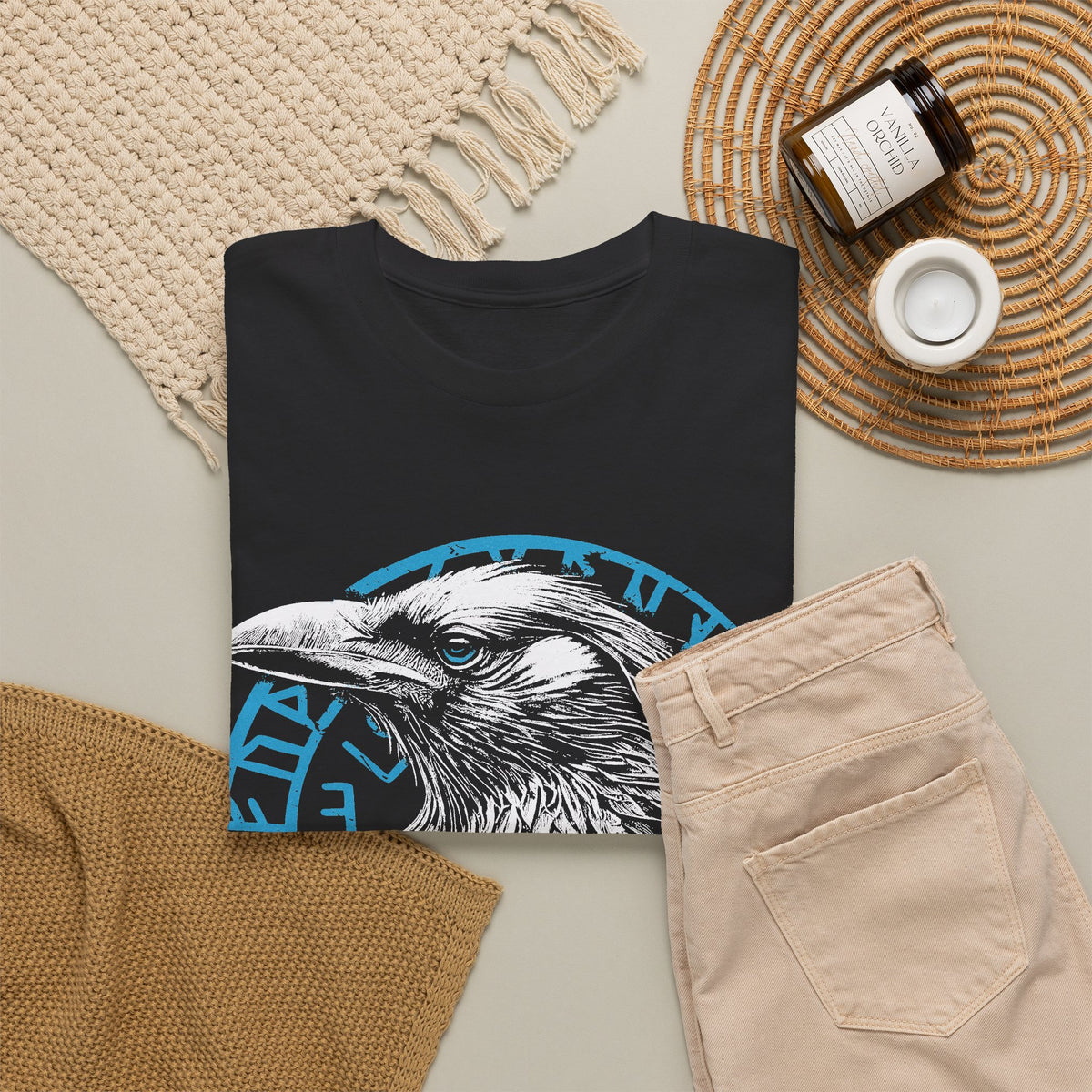 Odins Raben Vegvisir T-Shirt: Wikinger Shirt Unisex, Viking Raven Shirt