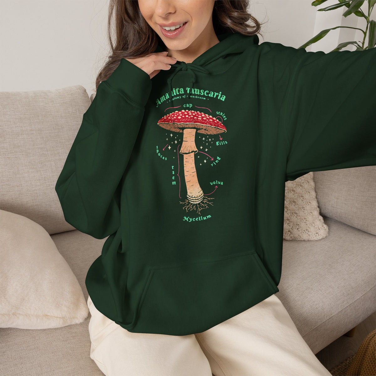 Fliegenpilz Hoodie Unisex | Amanita Muscaria Botanik & Nature Graphic Shirt